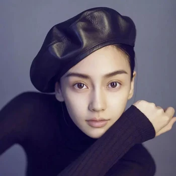 Mados Korėjos Stiliaus Beretės Moterys Juoda Raudona Pu Odos Beretė Skrybėlę Moterims, Pavasarį, Rudenį Butas Bžūp Gorras Moterų Retro Kepuraitė