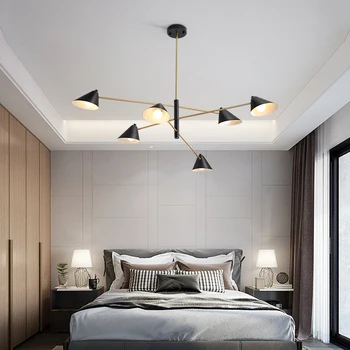 MDWELL Postmodernaus Liustra Už Kambarį Juodos ir Aukso Blizgesio Miegamasis E14 lemputės Apšvietimas Paprastas, modernus Šviestuvai Šviestuvai
