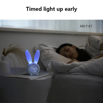 Mielas Triušis LED Skaitmeninis Laikrodis-Žadintuvas Su Pabusti Šviesos Vaikams Įkrovimo Silikono Atidėti Stalo Laikrodis Merginos Kalėdų Dovana