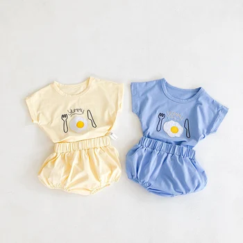 MILANCEL kūdikių drabužiai nustatyti kiaušinių tee ir kieto šortai 2 vnt kūdikių berniukų drabužius vasarą naujagimio drabužėlių komplektas