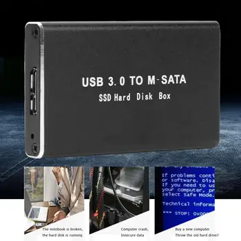 Mini USB 3.0 mSATA Adapteris Mini SSD Kietąjį Diską Atveju SSD HDD Dėžutės Kietojo Disko Gaubto Aliuminio Lydinio Išorinį Kietąjį Diską Atveju