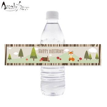 Miško Gyvūnų Šalies Fox Vandens Butelio Etiketės Gimtadienio Dekoracijos Vaikams Miško Šalies Prekių Asmeninį Butelis Wrapper