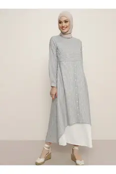 Moterys ilgomis Rankovėmis Suknelė, natūralaus audinio linijos modelis didelis dydis Medvilnės Hijab Musulmonų Mados 2021 Žiemą Vasarą Turkijoje Laisvalaikio Drabužiai