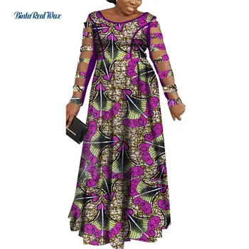 Moterų Suknelė Afrikos Spausdinti Suknelės Moterims Ilgi Tuščiaviduriai Rankovės Mermaid Dress Šalis Suknelė Vestido heidi bazin Afrikos Drabužių WY7565