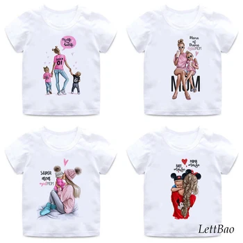 Motinos Meilužis Super Mama ir Dukra Spaudinių Saldus Mergaitės T-shirt nuo 2 Iki 12 Metų Gimtadienio Dovanos Minkštos Medvilnės Vaikų Marškinėliai
