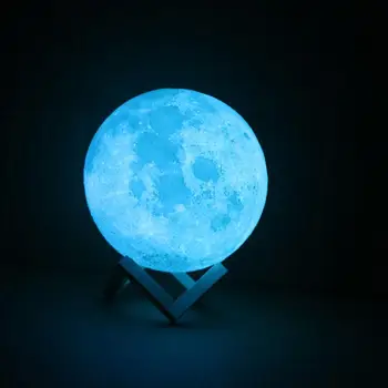 Mėnulis Žibintas 3D Spausdinimo Naktį Šviesos Įkraunamą Jutiklinį Dviejų spalvų Nuotolinio Valdymo 16 Spalvų LED Mėnulio Šviesos Dovana Miegamojo Puošmena Dovana