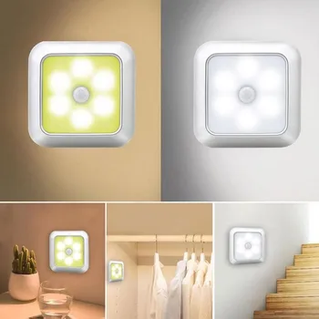 Naktį Šviesos Smart Judesio Jutiklis Naktį LED Lempa su baterijomis, WC, Naktiniai staleliai, Lempa Kambario, Prieškambario Kelias Tualetas Be Baterijos