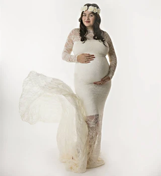 Nauja Motinystės Suknelės Už Nuotrauką Šaudyti Nėrinių Išgalvotas Nėštumo Suknelė Fotografijos Prop Ilgomis Rankovėmis Nėščioms Moterims Maxi Motinystės Suknelė