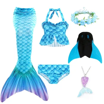 Nauja Mėlyna Vaikai Cosplay Undinėlės Uodegą Merginos Fantazijos Šalis, Kostiumai Undinė maudymosi kostiumėlį gali pridėti Monofin Drabužiai, maudymosi Kostiumėliai, Bikini Rinkiniai