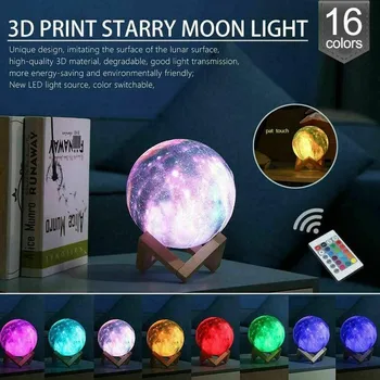 Naujas Atvykimo 3D Spausdinimo Star Mėnulio Lempa, Kūrybos Dovana, Usb Pakeisti spalvotu Led Naktį Dekoro Galaxy Touch Namuose Lempos Šviesos X4Q0