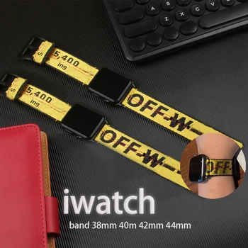 Naujas OFF Diržu, Apple Watch Band 44mm 40mm 42mm 38mm Austi Nailono Juostos Iwatch 