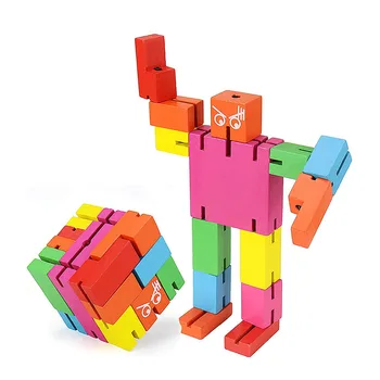 Naujos Medienos Deformacijos Robotas Įspūdį Graffiti Magic Kubeliai Lankstymo Vaikų pramogų karšto pardavimo žaislai Spalvinga Magija Kubeliai