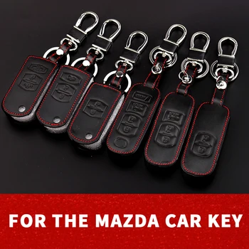 Nekilnojamojo Odos Automobilio Raktas Padengti Mazda 3 2 5 6 Axela CX-3 CX-5 CX5 CX-7 CX7 CX-9 RX8 MX5 Smart Nuotolinio Raštas Atveju Keychain Krepšys