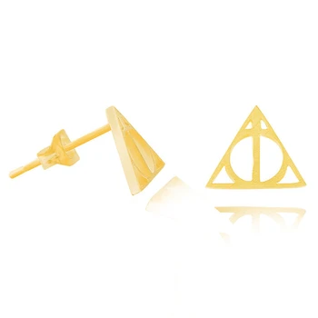 Nerūdijančio Plieno Trikampis Su Ratu Stud Auskarai Moterims Gold Pora Vestuvių Pažadas Kūno Papuošalai