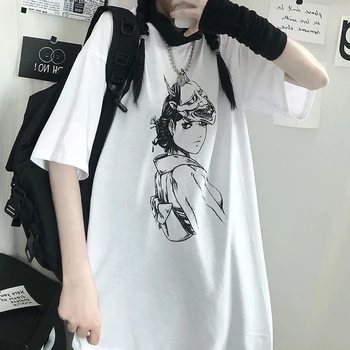 NiceMix Viršuje Moterų Harajuku T-shirt Vasaros trumpomis Rankovėmis Marškinėlius Ulzzang korėjos Stiliaus Tee Top Hip-Hop, Punk Japonų Anime Estetikos