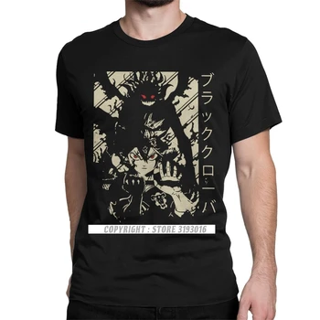 Nuostabus Vyrai Topai Marškinėliai Black Dobilų Asta Japonijos AnimeMen Įgulos Kaklo Medvilnės T Shirts Camisas Streetwear Tee Marškinėliai
