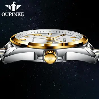 OUPINKE Prabangos Prekės ženklo Vyrai Laikrodžiai Verslo Klasikinis Automatinis Mechaninis laikrodis Vyrams, Sporto Nerūdijančio Plieno, atsparus Vandeniui Laikrodžius