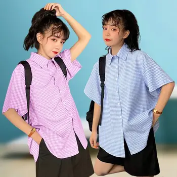 Palaidinukės Moterims Paprasta Japonija Preppy Stilius Plaid Marškinėliai, Rankovės Vasaros Prašmatnus Paaugliams Palaidinė Viršūnes 2020 M Stilingas Harajuku Pagrindinio Femme Marškinėliai