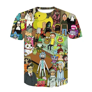 Pavasarį Ir Rudenį-Nauja, T-shirt Anime Rick 3d Spausdinimo T-shirt Harajuku vyriški T-shirt Animacinių filmų Prarasti Trumpas Rankovės Juokinga Viršuje Street