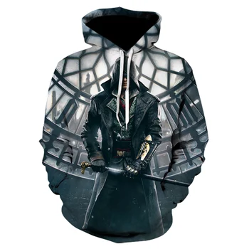 Pavasarį, Rudenį Moterų 3D Atspausdintas Palaidinukė Hoodie Assassin ' s Creed Modelio Juodos spalvos Spausdinta Atsitiktinis ilgomis Rankovėmis Megztiniai Vaikams
