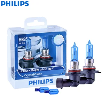 Philips Crystal Vision 9005 HB3 12V 65W P20d 9005CVSM 4300K Ryškiai Baltas Automobilis Halogeniniai Žibintai Rūko Lemputes (Twin Pack)