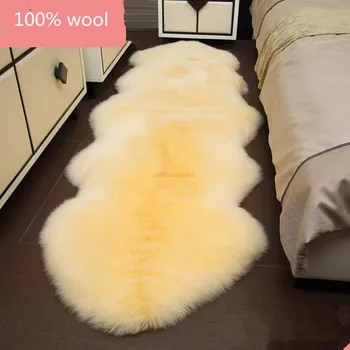 Prabanga VILNOS avikailių kailio kilimas miegamajame kiliminė danga, lova, kilimas balta svetainės kilimų tatamio storio sofos pagalvėlės, baltos vilnos kilimas tapetes