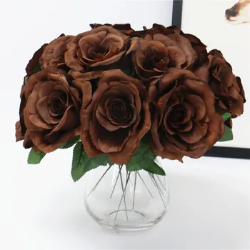 PU nekilnojamojo touch dirbtinės juodosios rožės tulpės spalvingas latekso gėlių stamens vestuvių netikrą gėlių namų dcor šalies atminimo 15VNT/DAUG