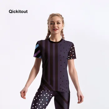 Qickitout 2018 Moterys T-Shirt Vasaros Drabužių Atsitiktinis Spausdinti trumpomis Rankovėmis Apvalios Kaklo Viršuje Tees Aukštos Kokybės Basic marškinėliai