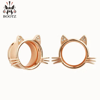 Rose aukso katė stiliaus ausų auskarų vėrimo tunelių kristalų ausų kištukai nerūdijančio plieno ausies matuokliai, kūno papuošalų, sumaišykite dydžio didmeninės