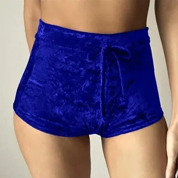 S-XL moterų aksomo, raišteliu kelnės plius dydis atsitiktinis aukšto juosmens iki 2018 m. žiemos seksualus liesas grobis šortai feminino