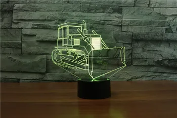 [Septynių Neon]nemokamas Pristatymas buldozeris formos Akrilo 7Colors Stalo Lempos 3D Lempos Naujovė dovana Led Nakties Šviesos Millennium Falcon Šviesos