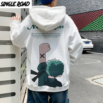 SingleRoad Mens Hoodies Vyrų 2020 Anime One Piece Negabaritinių Hip-Hop Harajuku Japonijos Streetwear Balta Palaidinukė Vyrų Hoodie