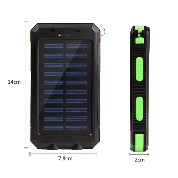 ( Talpos) Vandeniui, Saulės Energijos Banko 10000mAh Dual USB Išorės Polimero Baterijos Kroviklis Lauko lempos Šviesos Powerbank