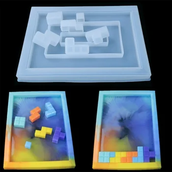 Tetris Pelėsių Epoksidinės Liejimo Silikono Formų Tetris Kubelių Padėklas Dervos Formų Kūrybos Įspūdį, Kad Amatų Papuošalai Priėmimo Tiekimo