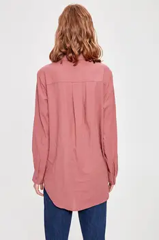 Trendyol Spalva Rose Kaulų Mygtuką Marškinėliai TWOAW20GO0154