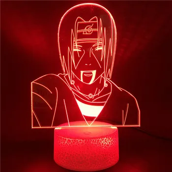 Uchiha Itachi Anime Naruto 3D LED Spalvinga Touch Stalas naktinė lempa Išmaniųjų Telefonų Kontrolės Lemputė, Vaikų Šalis, Namo Apdaila