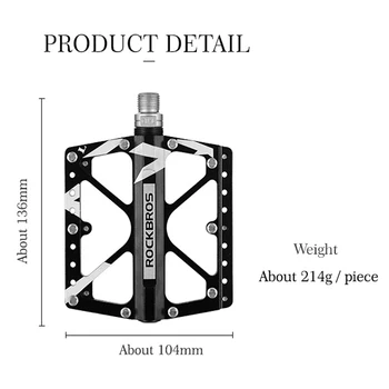 Ultralight Kalnų Dviračių Pedalus Anti-Slip 3 Uždaromos Guolių MTB Dviratį Butas Pedalai Aliuminio Lydinio Masto Platforma, Pedalas, Dviračių Dalys
