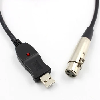 USB Vyras Į 3 Pin XLR Female Microphone MIC Studio Garso Link Cable 3M USB Laidas