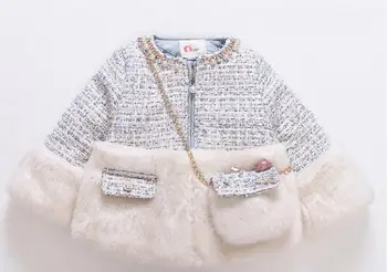 Vaikai Netikrą kailio švarkai mergaitės elegantiškas pearl tirštėti paltai vaikas vandenyno mažas kvepalų megztinis viršūnes ws1314
