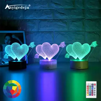 Vaikas Šviesos Naktį 3D LED USB Naktį Šviesos Kūrybos Lentelė, Naktiniai staleliai, Lempa Romantiškas jūsų širdis šviesos Gril Namų Dekoravimo, Dovanų Stalo Lempos