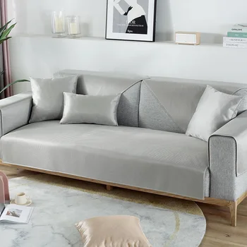 Vasaros Ledo Šilko vientisos Spalvos Sofa Rankšluostį, neslidžia Universalus Aušinimo Sofa Padengti Kambarį L Formos Combinational Sofos Dangtis