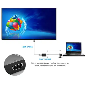 VGA Į HDMI Adapteris VGA Splitter HDMI Konverteris Didelės Spartos Stabili Adapteris HD 1080p PC Laptop Tablet Projektorius, TV