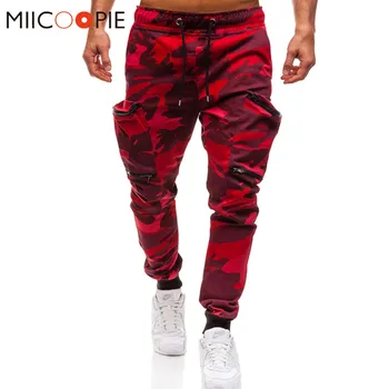 Vyrai Poilsiu 2019 Nauja Raudona Kamufliažas Multi-Kišenės, Krovinių Kelnės Vyrams Medvilnės Haremo Kelnės Hip-Hop Kelnės Streetwear XXXL