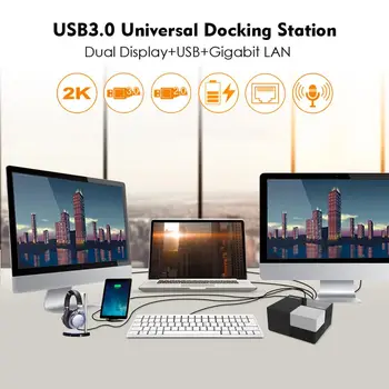 Wavlink USB 3.0 Universalus Docking Station Dviguba Vaizdo DisplayLink 