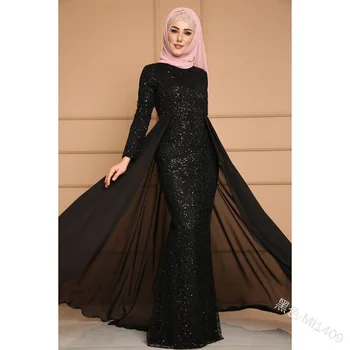 WEPBEL Visą Rankovės Vasaros Abaja Musulmonų Moterims, Elegantiška Suknelė Nėriniais, Blizgučiais Mados arabų Islamo Ponios Suknelės (nr. hijab)