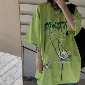Y Demo Harajuku Streetwear Prarasti Grunge Raidėmis Spausdinimo T-shirt Moterims, Vasaros Negabaritinių Pora Tees Naujas 2020 m.