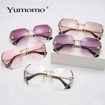 YUMOMO Derliaus taškus akiniai nuo saulės moterims big diamond prekės dizaineris palaipsniui saulės akiniai ponios moterų atspalvių kalnų krištolas oculos