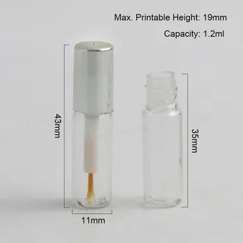 100 x Mini 1.2 ml blakstienų butelis su sidabro dangteliai Kelionės Mažas Kosmetikos Pakuotės