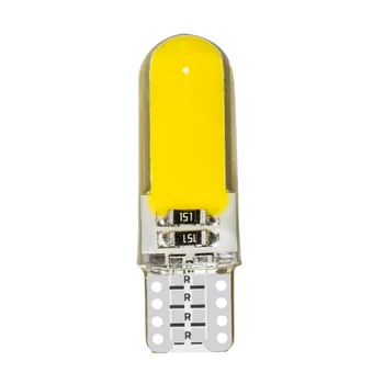 100vnt T10 W5W COB LED Silikagelio Vandeniui Pleišto Lengvųjų Automobilių Gabaritinis Žibintas Auto stovėjimo lemputes balta raudona geltona mėlyna žalia 12V 100X
