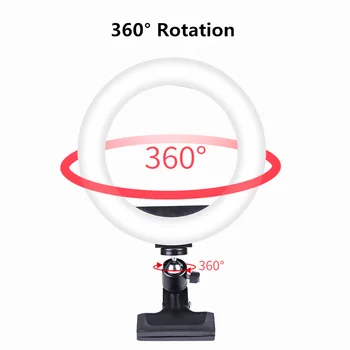 10inch 26cm LED Selfie Žiedas Šviesos Trikojis Stovas 3 Spalvos Pritemdomi Fotografija Apšvietimo Išmanųjį telefoną 